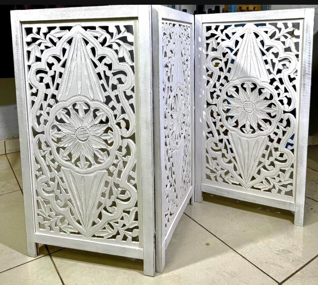 Handmade Wooden Pet Divider | Foldable Dog Gate | Decorative Pet Barrier | Indoor Puppy Fence | Freestanding Pet Gate | Black White Grey