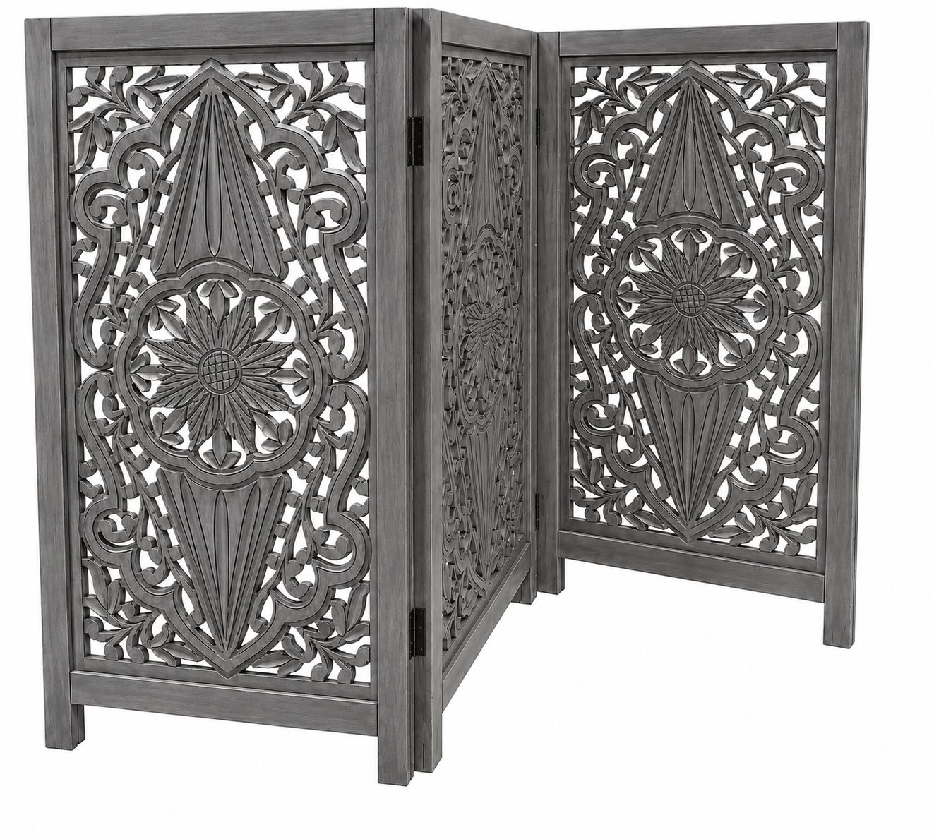 Handmade Wooden Pet Divider | Foldable Dog Gate | Decorative Pet Barrier | Indoor Puppy Fence | Freestanding Pet Gate | Black White Grey