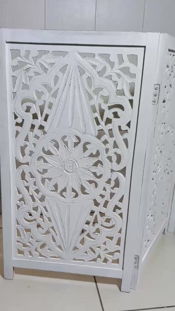 Handmade Wooden Pet Divider | Foldable Dog Gate | Decorative Pet Barrier | Indoor Puppy Fence | Freestanding Pet Gate | Black White Grey